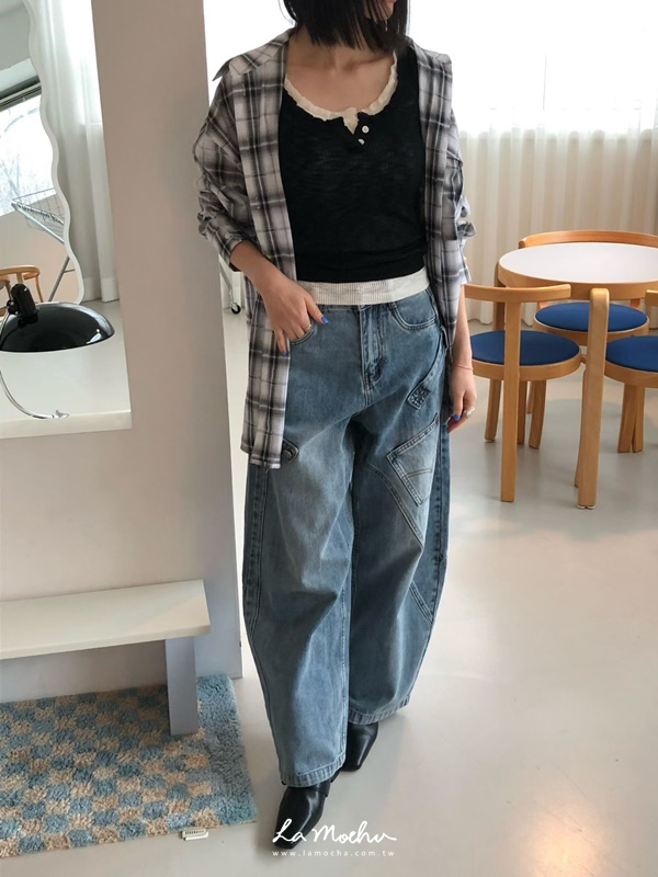 格紋襯衫口袋外套